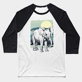 Elephant on African Landscape Baseball T-Shirt